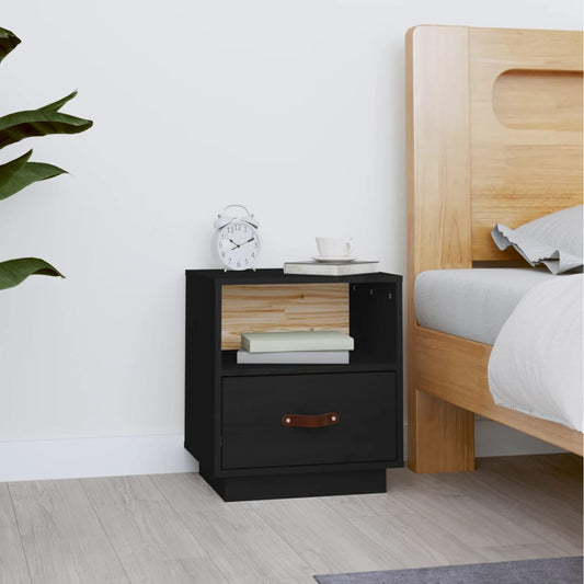 Bedside Cabinet | Black | Solid pine wood