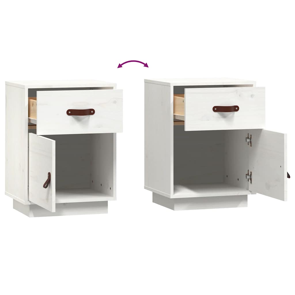 Bedside Cabinets 2 pcs White 40x34x55 cm Solid Wood Pine