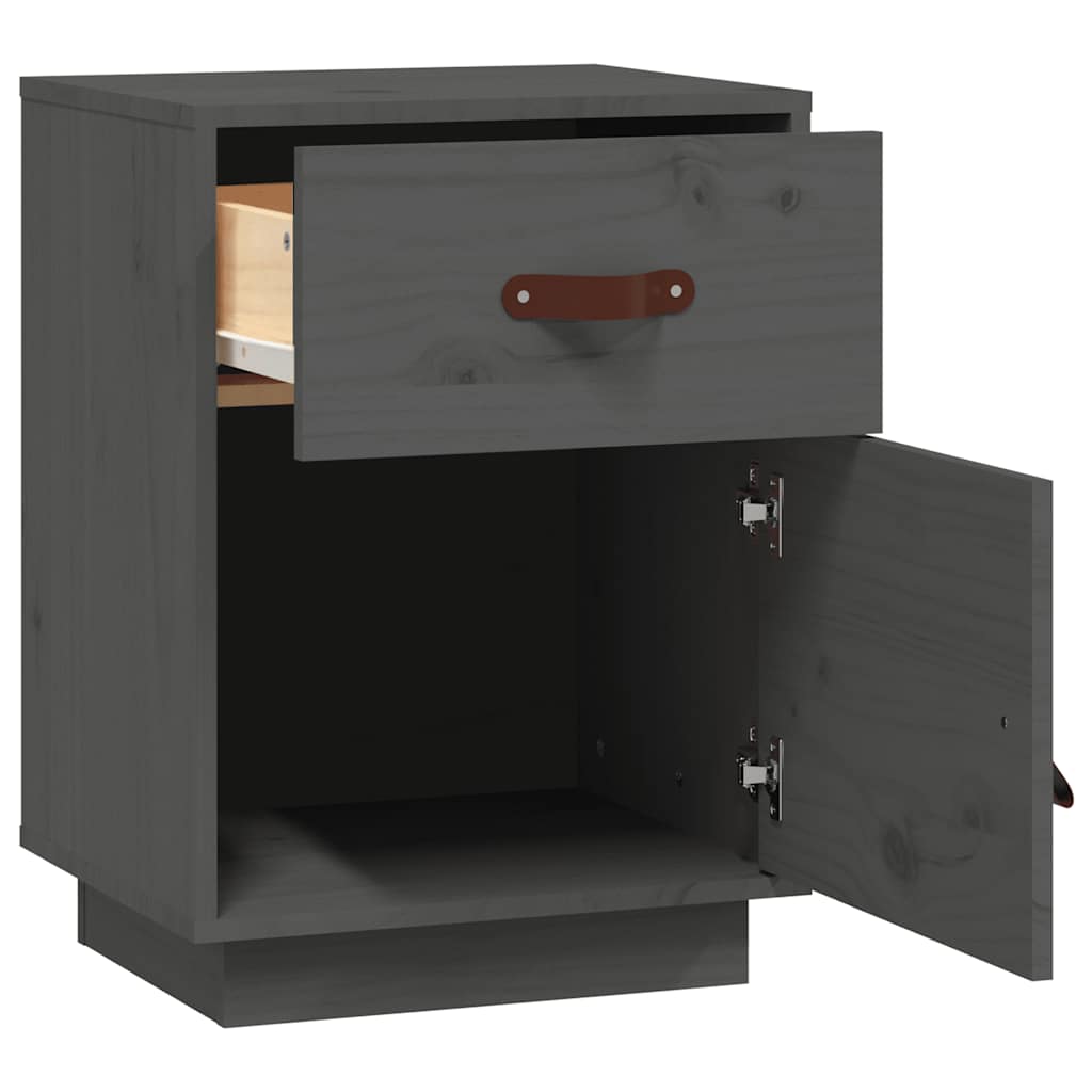 Bedside Cabinets 2 pcs Grey 40x34x55 cm Solid Wood Pine