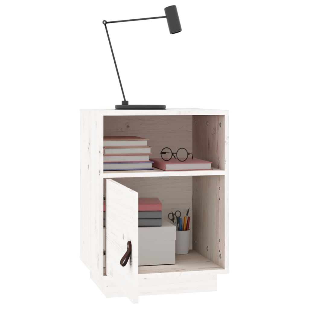 Bedside Cabinet White 40x34x55 cm Solid Wood Pine