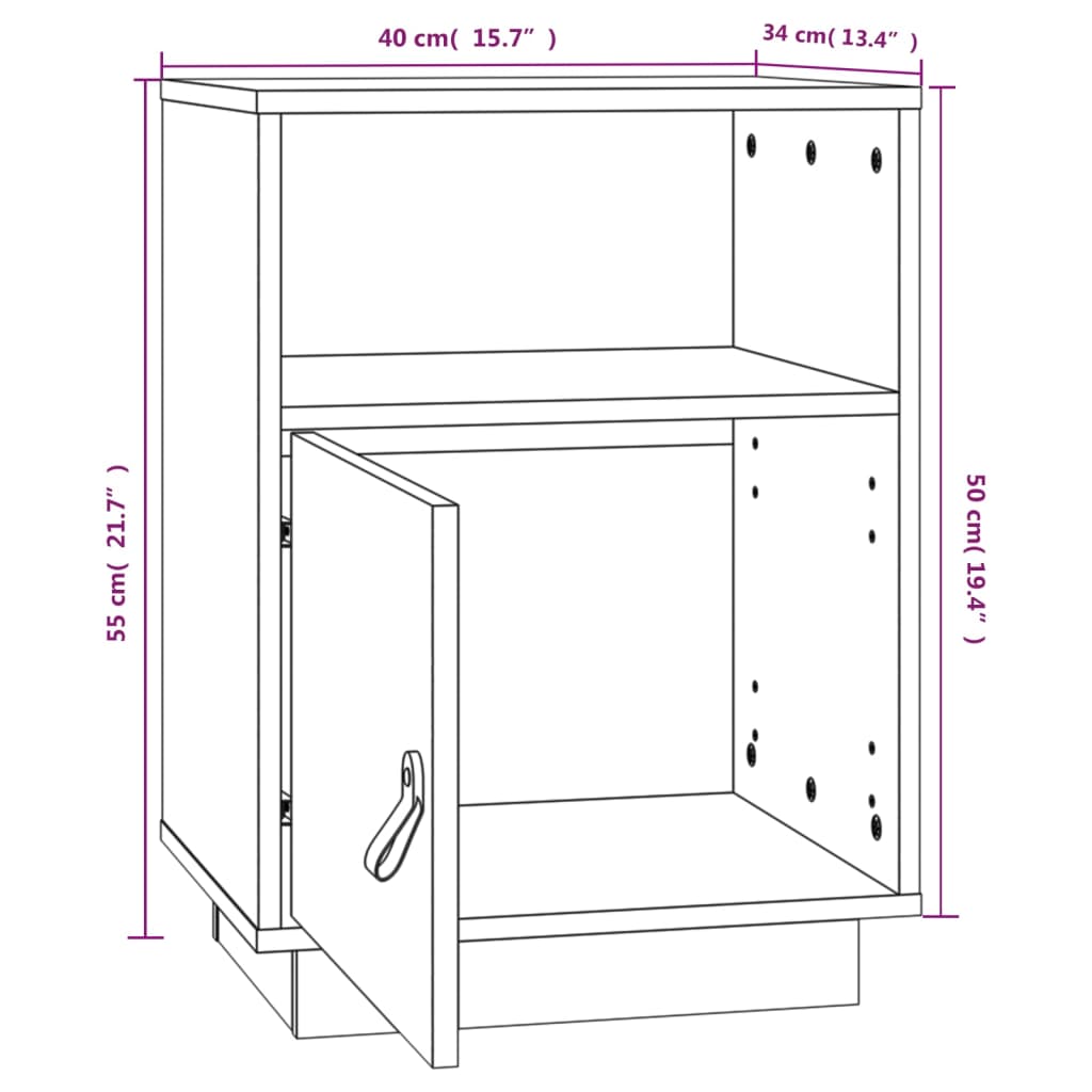 Bedside Cabinet Honey Brown 40x34x55 cm Solid Wood Pine