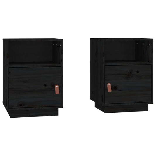 Bedside Cabinets 2 pcs Black 40x34x55 cm Solid Wood Pine