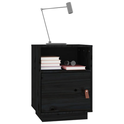 Bedside Cabinets 2 pcs Black 40x34x55 cm Solid Wood Pine