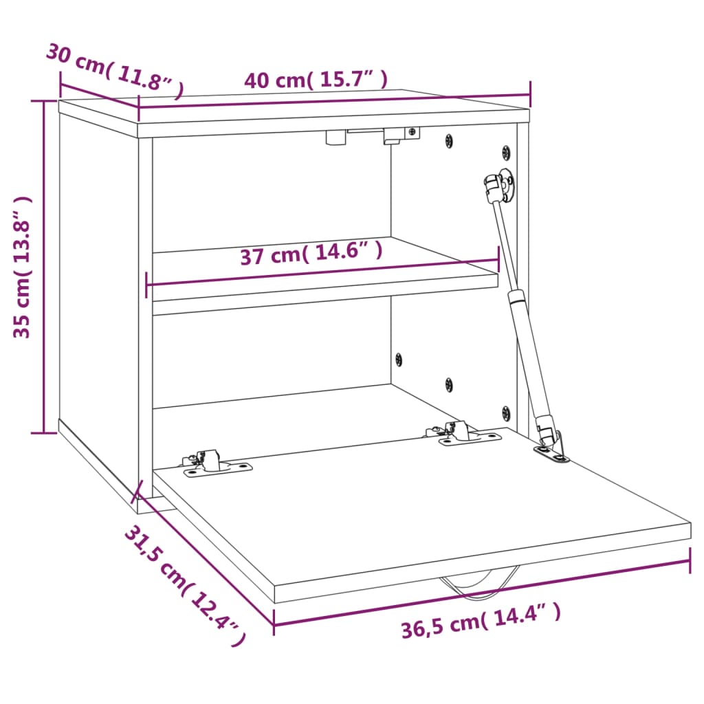 Wall Cabinet Grey 40x30x35 cm Solid Wood Pine