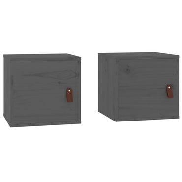 Wall Cabinets 2 pcs Grey 31.5x30x30 cm Solid Wood Pine