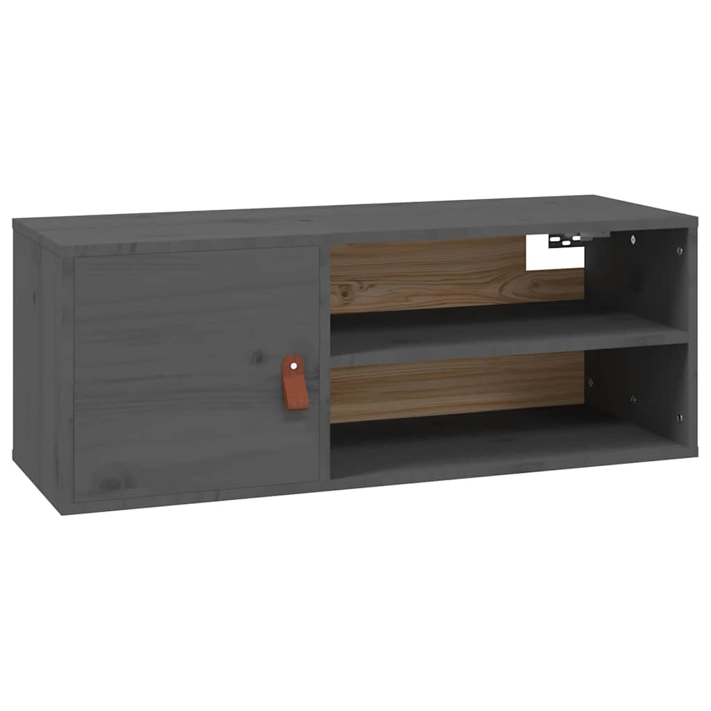 Wall Cabinet Grey 80x30x30 cm Solid Wood Pine