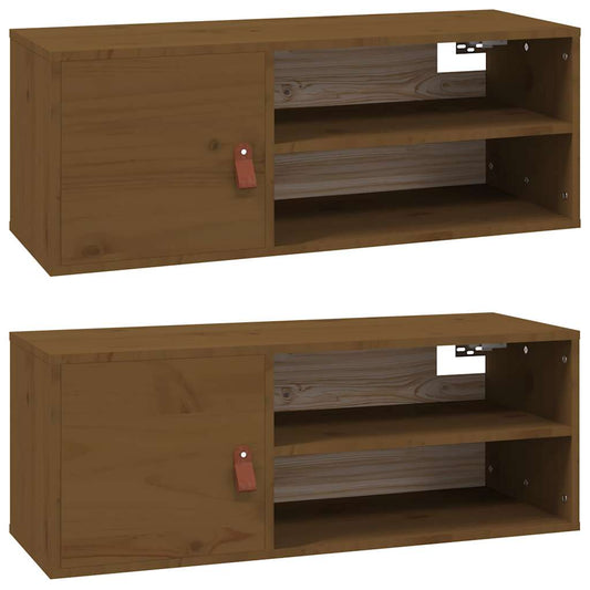 Wall Cabinets 2 pcs Honey Brown 80x30x30 cm Solid Wood Pine