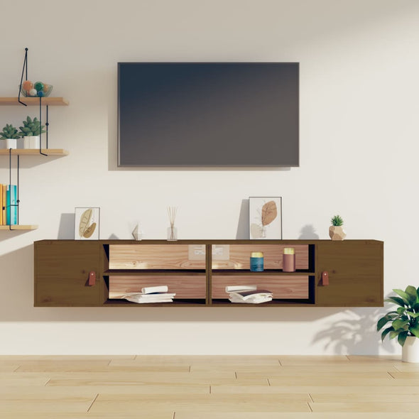 Wall Cabinets 2 pcs Honey Brown 80x30x30 cm Solid Wood Pine
