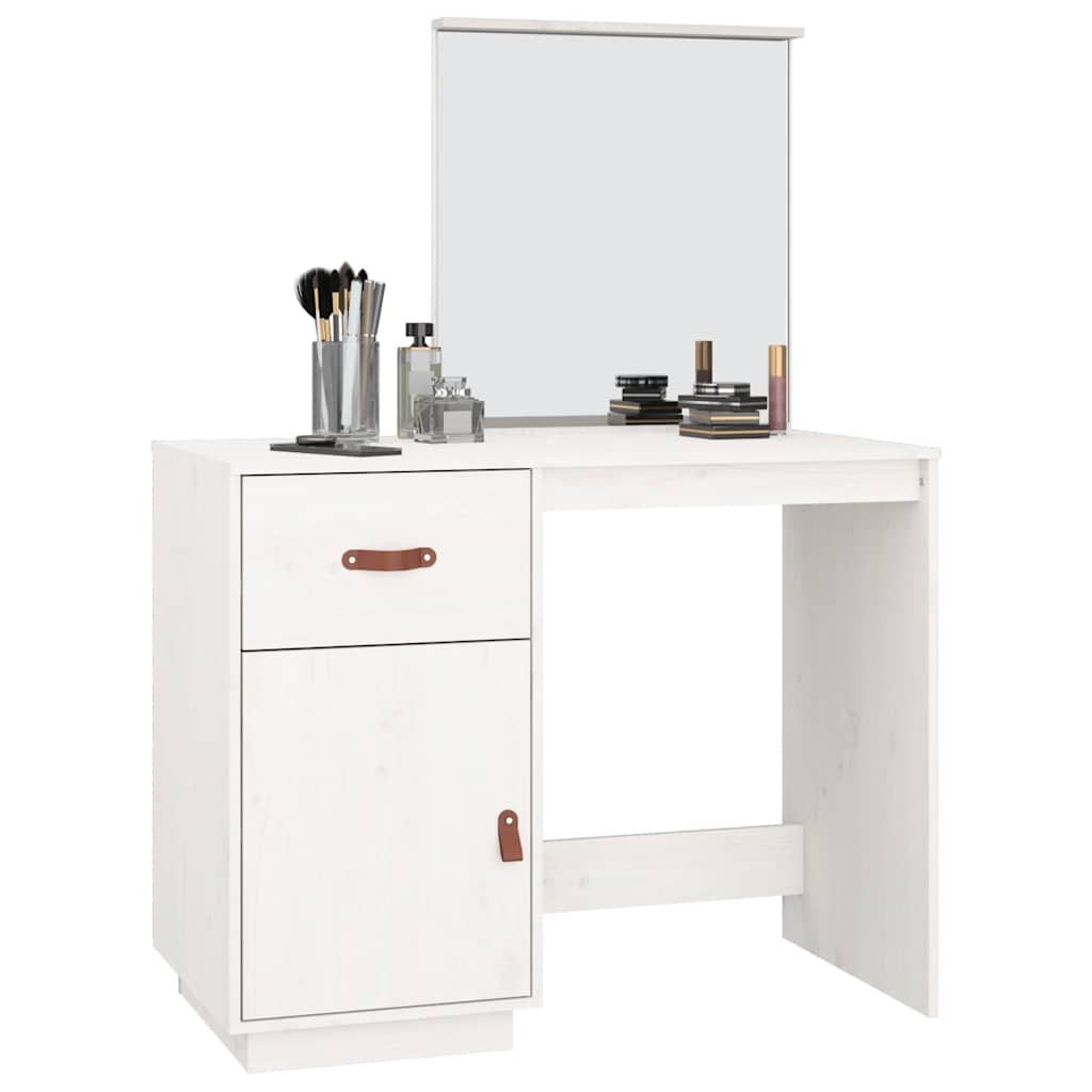 Dressing Table White 95x50x134 cm Solid Wood Pine