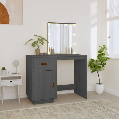 Dressing Table with LED Grey 95x50x133.5 cm Solid Wood Pine