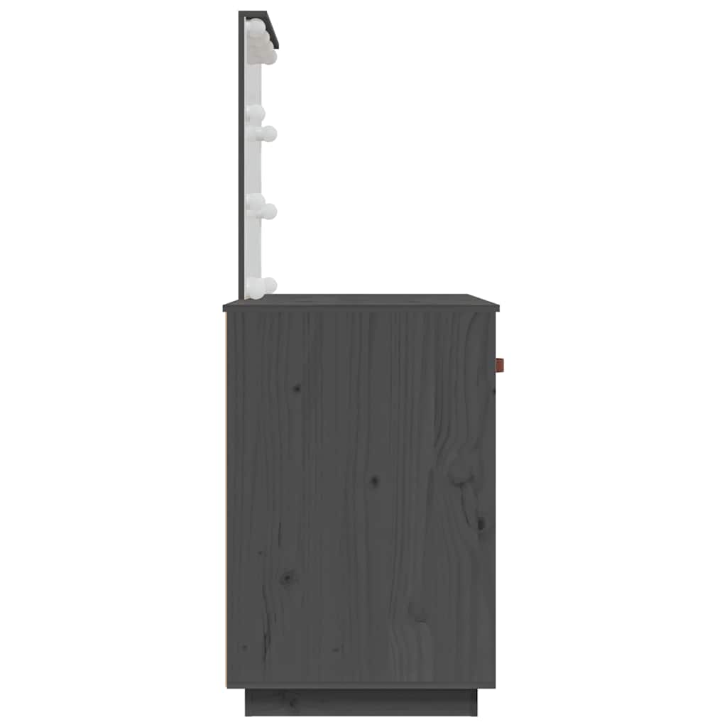 Dressing Table with LED Grey 95x50x133.5 cm Solid Wood Pine