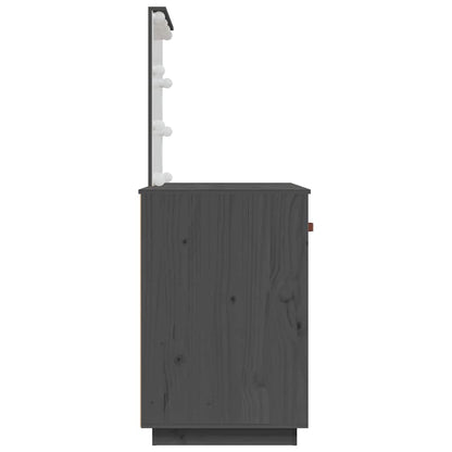 Dressing Table with LED Grey 95x50x133.5 cm Solid Wood Pine