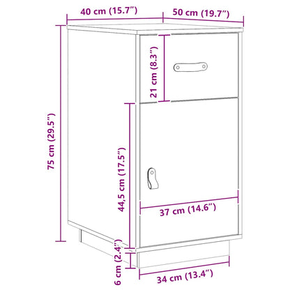 Desk Cabinet White 40x50x75 cm Solid Wood Pine
