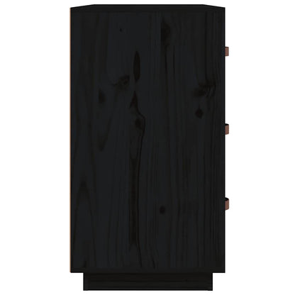 Sideboard Black 80x40x75 cm Solid Wood Pine