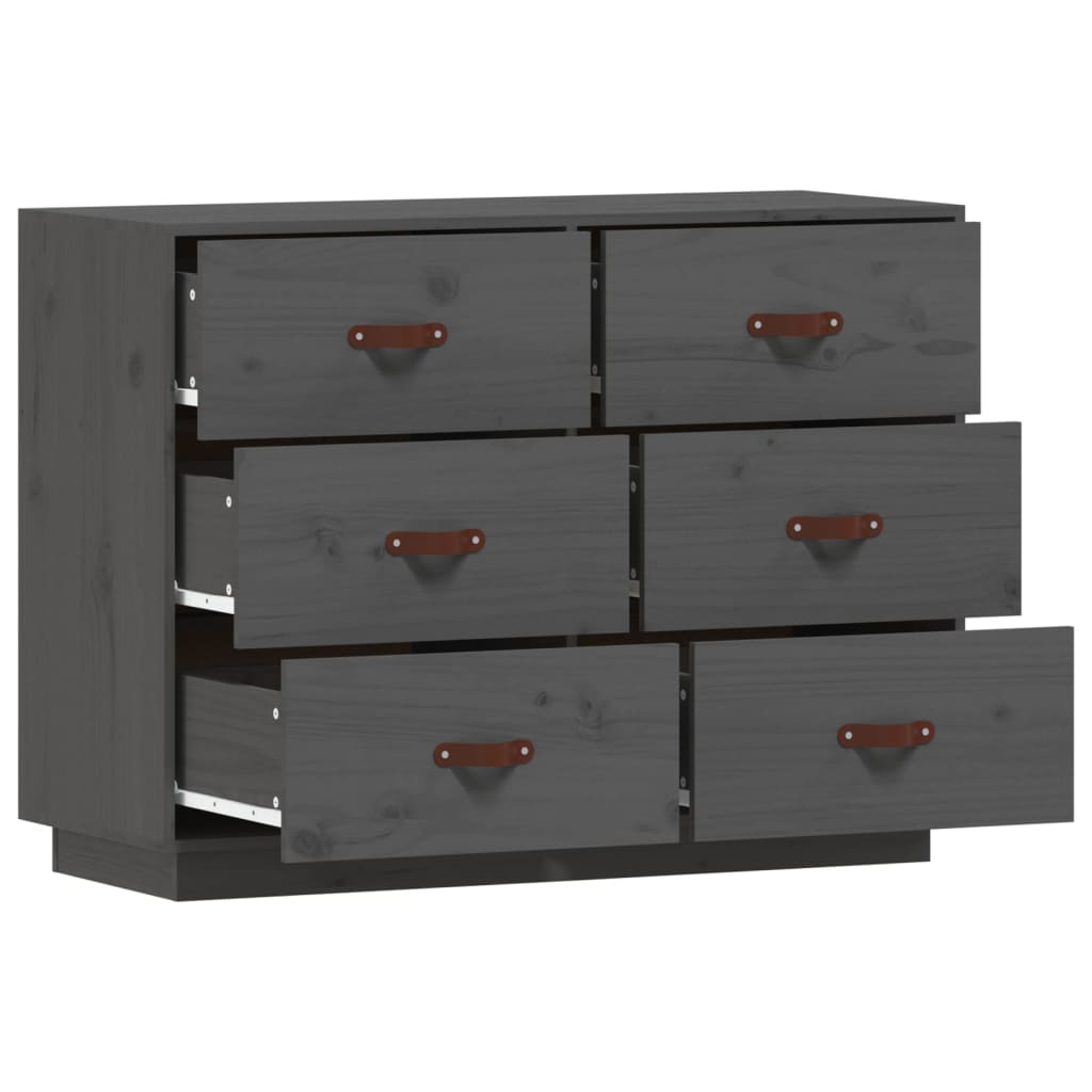 Sideboard Grey 100x40x75 cm Solid Wood Pine