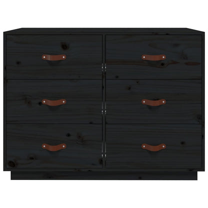 Sideboard Black 100x40x75 cm Solid Wood Pine