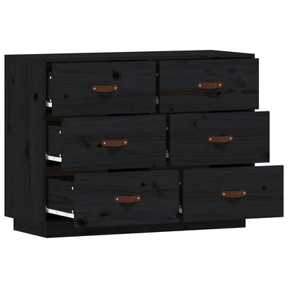 Sideboard Black 100x40x75 cm Solid Wood Pine