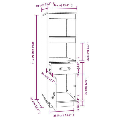 Highboard White 34x40x108,5 cm Solid Wood Pine