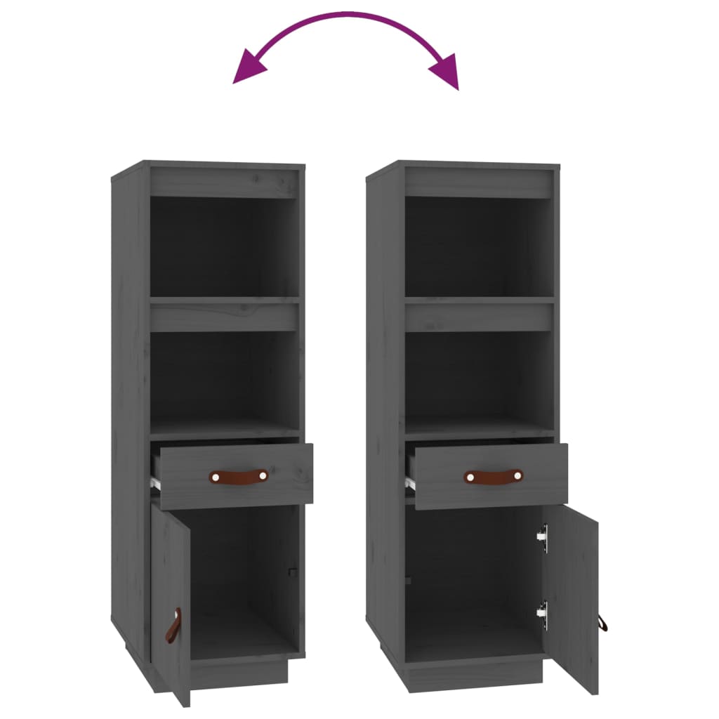 Highboard Grey 34x40x108,5 cm Solid Wood Pine