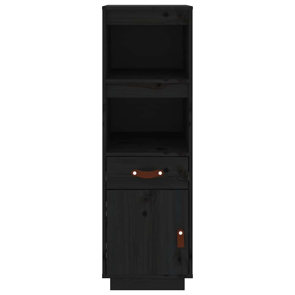 Highboard Black 34x40x108,5 cm Solid Wood Pine