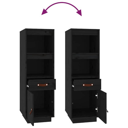 Highboard Black 34x40x108,5 cm Solid Wood Pine