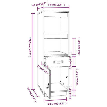 Highboard Black 34x40x108,5 cm Solid Wood Pine