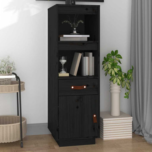 Highboard Black 34x40x108,5 cm Solid Wood Pine