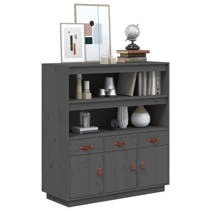 Highboard Grey 100x40x108.5 cm Solid Wood Pine