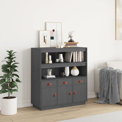 Highboard Grey 100x40x108.5 cm Solid Wood Pine