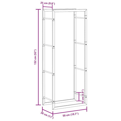 Firewood Rack Matt Black 50x28x132 cm Steel
