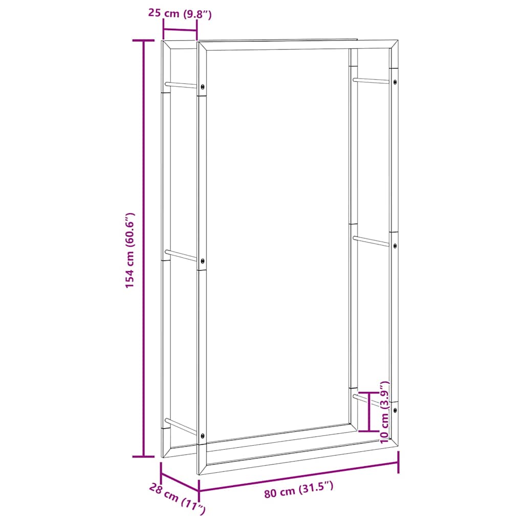 Firewood Rack Matt Black 31.5x11.0x60.6" Steel