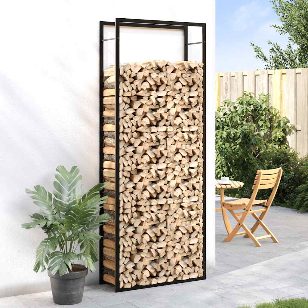 Firewood Rack Matt Black 31.5x11.0x87.4" Steel