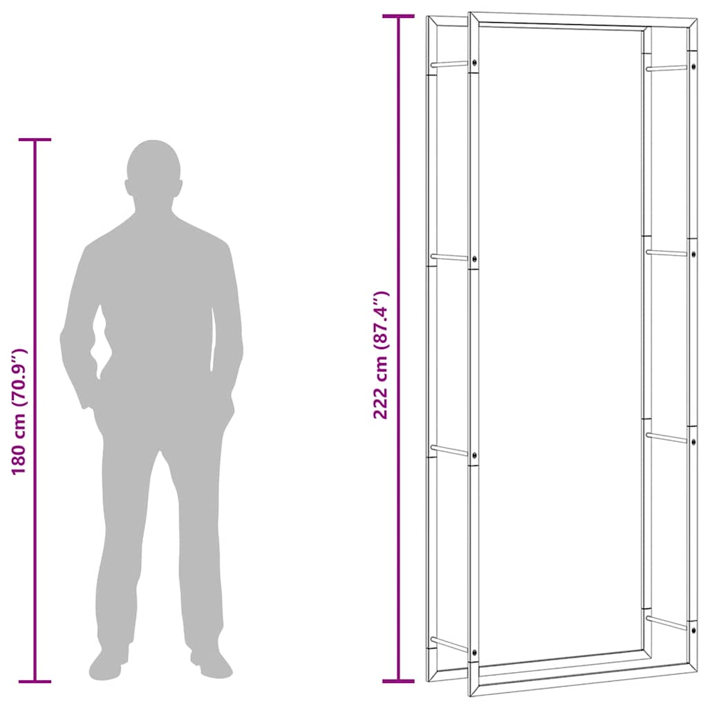 Firewood Rack Matt Black 31.5x11.0x87.4" Steel