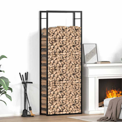 Firewood Rack Matt Black 31.5x11.0x87.4" Steel