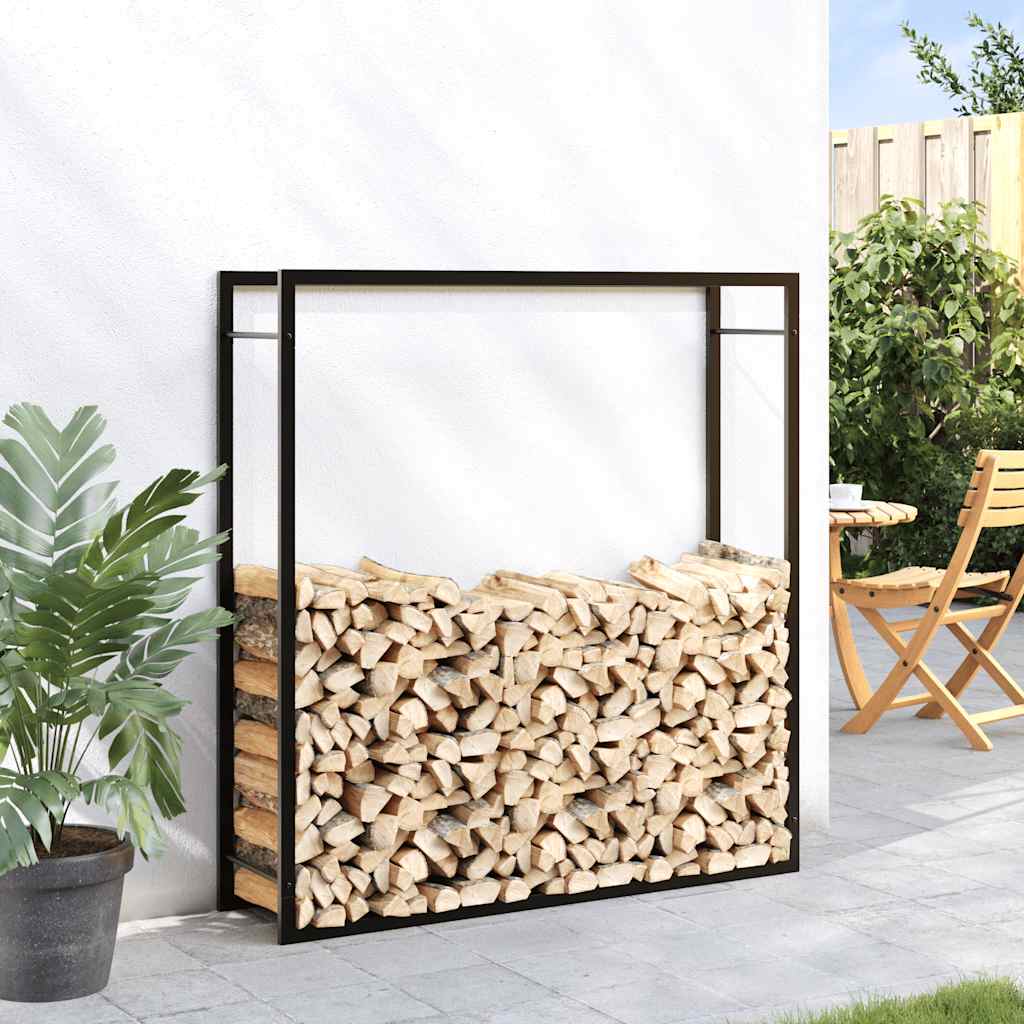 Firewood Rack Matt Black 110x28x116 cm Steel