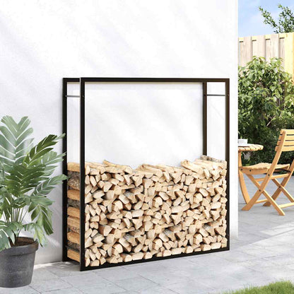 Firewood Rack Matt Black 110x28x116 cm Steel