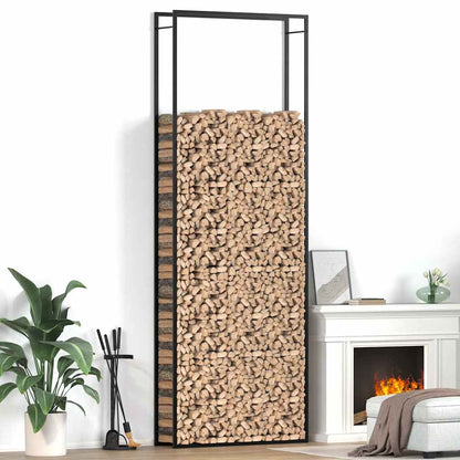Firewood Rack Matt Black 110x28x312 cm Steel