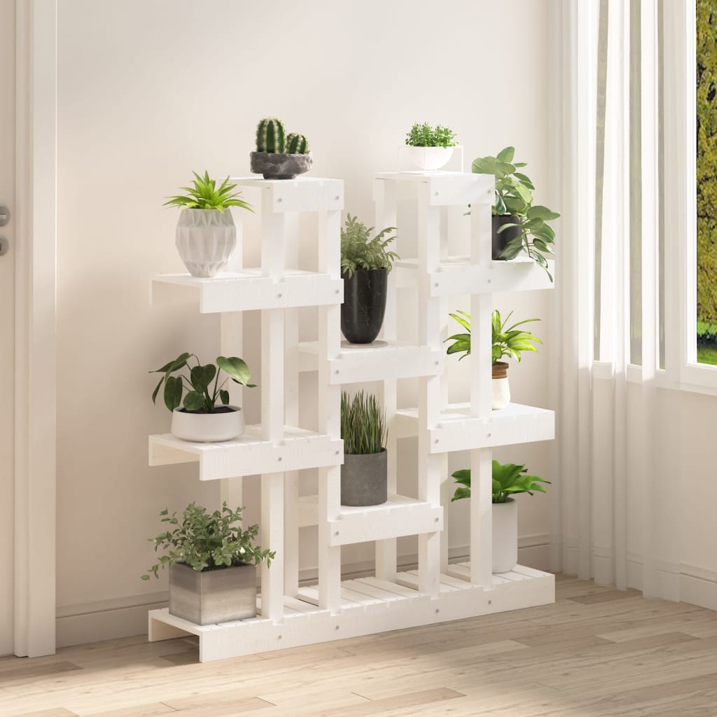 Plant Stand White 104.5x25x109.5 cm Solid Wood Pine