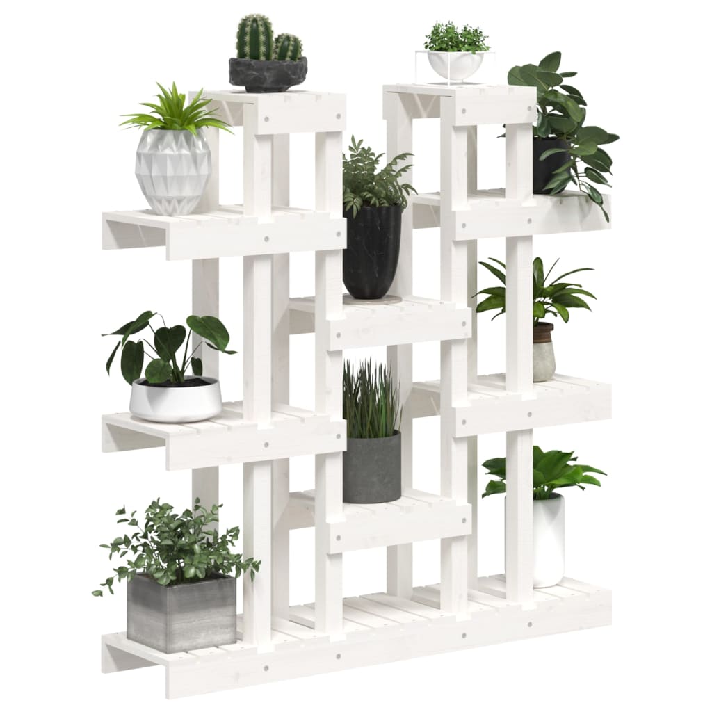 Plant Stand White 104.5x25x109.5 cm Solid Wood Pine
