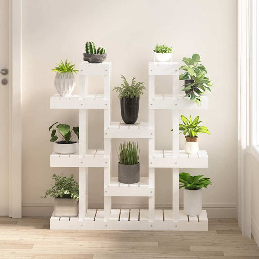 Plant Stand White 104.5x25x109.5 cm Solid Wood Pine