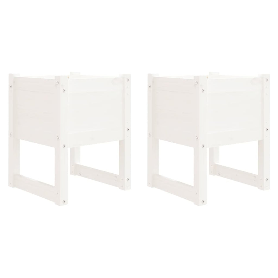 Planters 2 pcs White 40x40x52.5 cm Solid Wood Pine