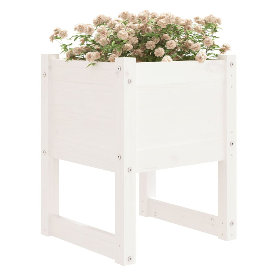 Planters 2 pcs White 40x40x52.5 cm Solid Wood Pine