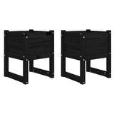 Planters 2 pcs Black 40x40x52.5 cm Solid Wood Pine