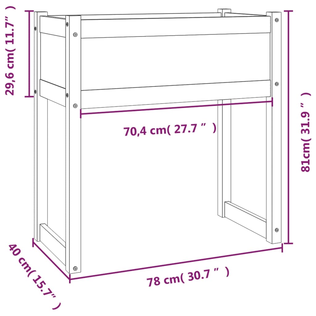 Planter 78x40x81 cm Solid Wood Pine