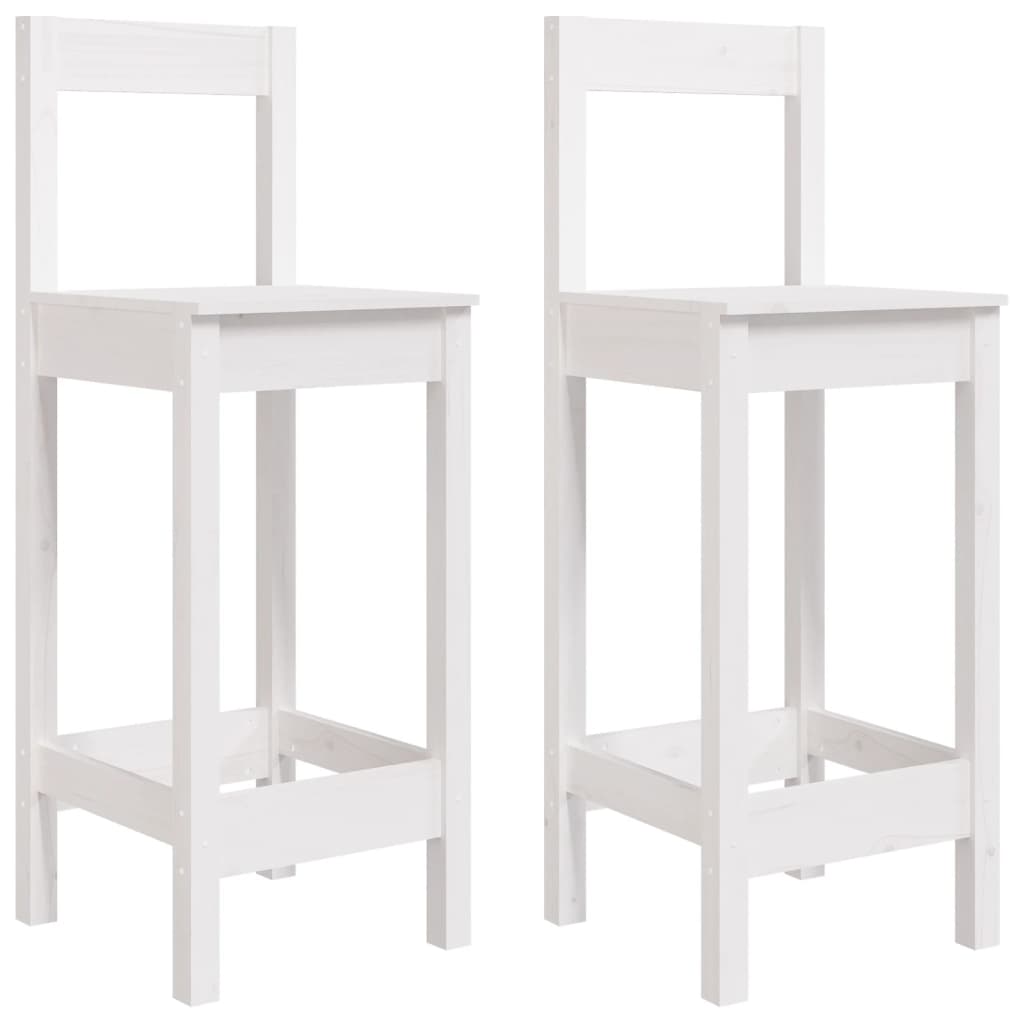 Bar Chair | Set of 2 | White | Solid pine wood | Large | Durable