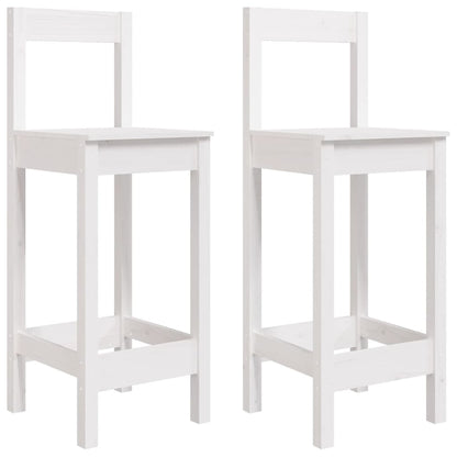Bar Chair | Set of 2 | White | Solid pine wood | Large | Durable