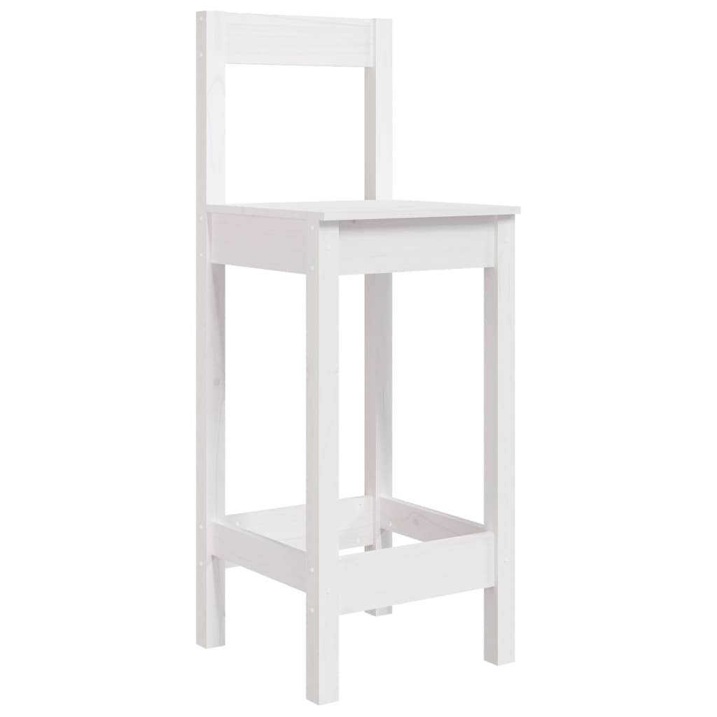 Bar Chair | Set of 2 | White | Solid pine wood | Large | Durable