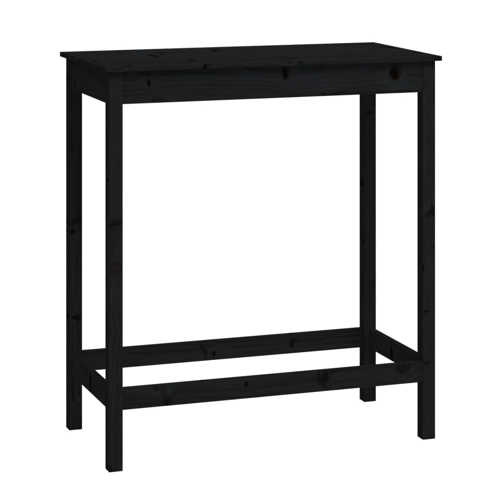 Bar Table Black 100x50x110 cm Solid Wood Pine