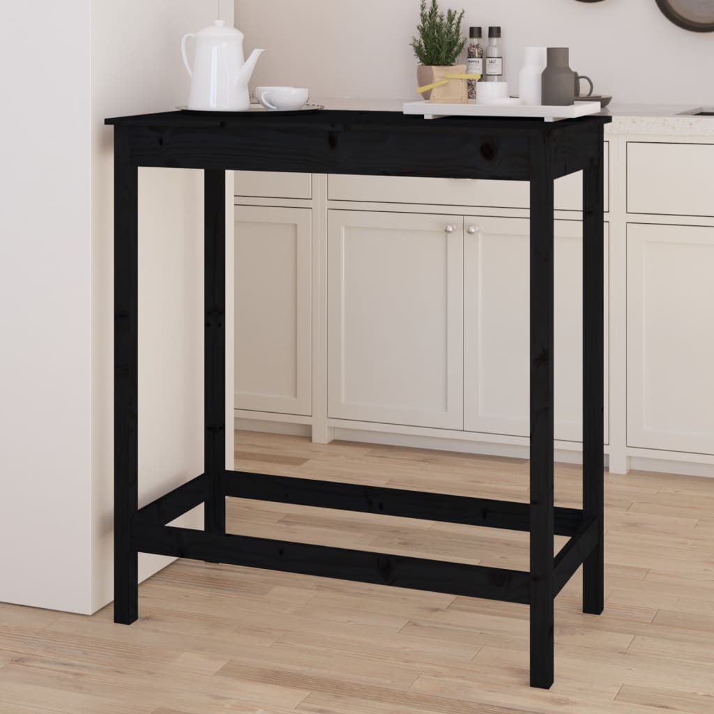 Bar Table Black 100x50x110 cm Solid Wood Pine