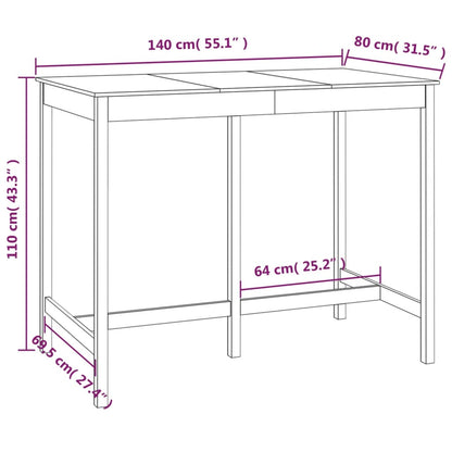 Bar Table 140x80x110 cm Solid Wood Pine